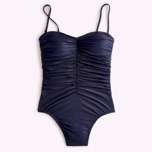 J.Crew Flattering Navy Blue 18 Ruched Sweetheart One-Piece Swimsuit NWOT Plus sz
